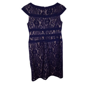 Adrianna Papell Petite Dress 4P Blue Sleeveless Lined Back Zip Stretch